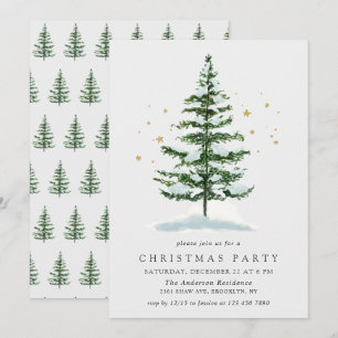 Invitación Fiesta de vacaciones de los Navidades de pino acua