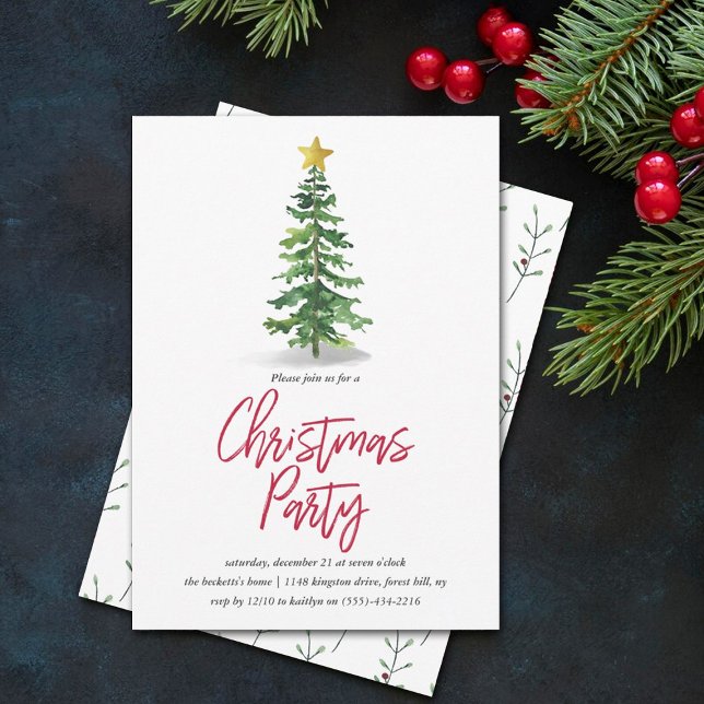 Invitación Fiesta de vacaciones de los Navidades de pino acua (Subido por el creador)