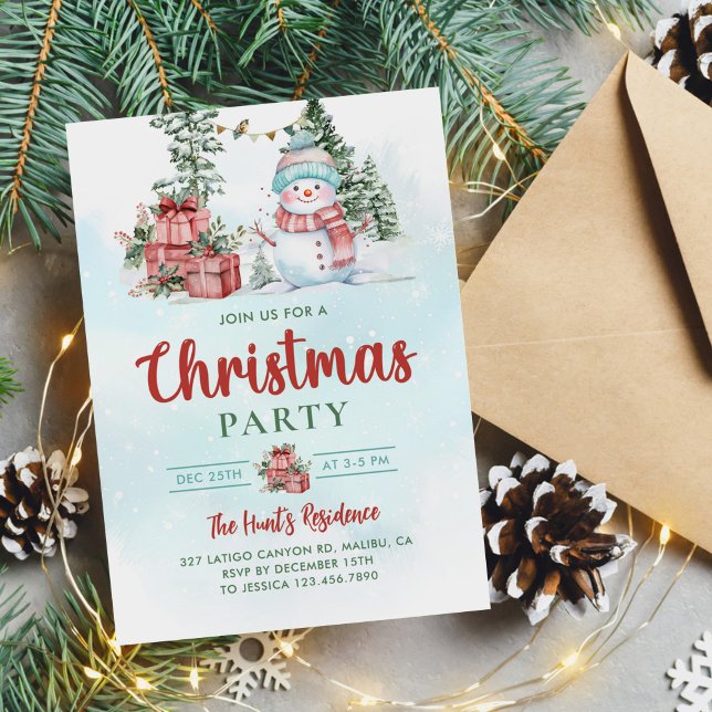 Invitación Fiesta de vacaciones de los navidades Snowman (Subido por el creador)
