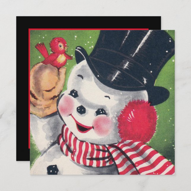 Invitación Fiesta de vacaciones de Navidad retro lindo (Anverso / Reverso)