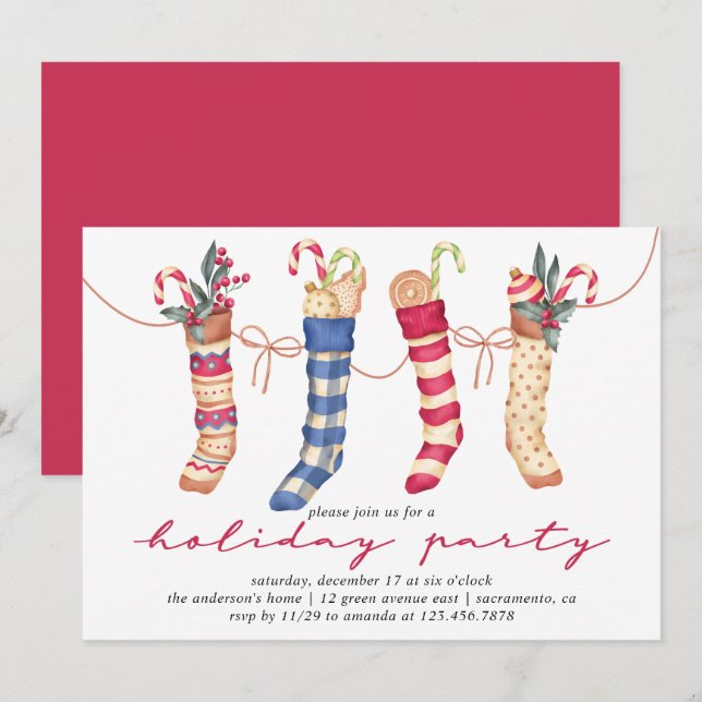 Invitación Fiesta de vacaciones de Navidades (Anverso / Reverso)