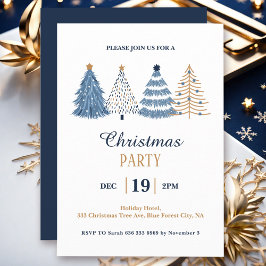 Invitación Fiesta de vacaciones de Navidades azules corporati