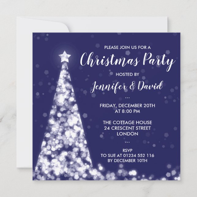 Invitación Fiesta de vacaciones de Navidades azules de la mar (Anverso)