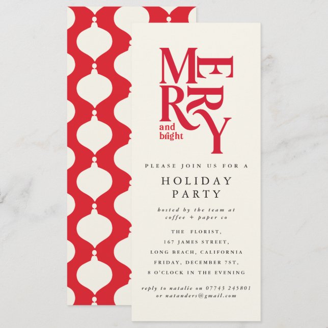 Invitación fiesta de vacaciones de Navidades corporativos de  (Anverso / Reverso)