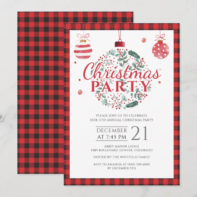 Invitación Fiesta de vacaciones de Navidades de búfalo de Lum (Anverso / Reverso)