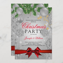 Invitación Fiesta de vacaciones de Navidades de Glam Rojo y P