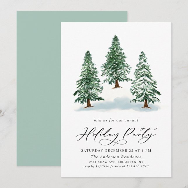 Invitación Fiesta de vacaciones de Navidades de la Moda del á (Anverso / Reverso)