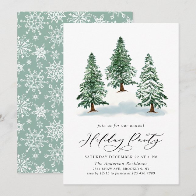 Invitación Fiesta de vacaciones de Navidades de la Moda del á (Anverso / Reverso)