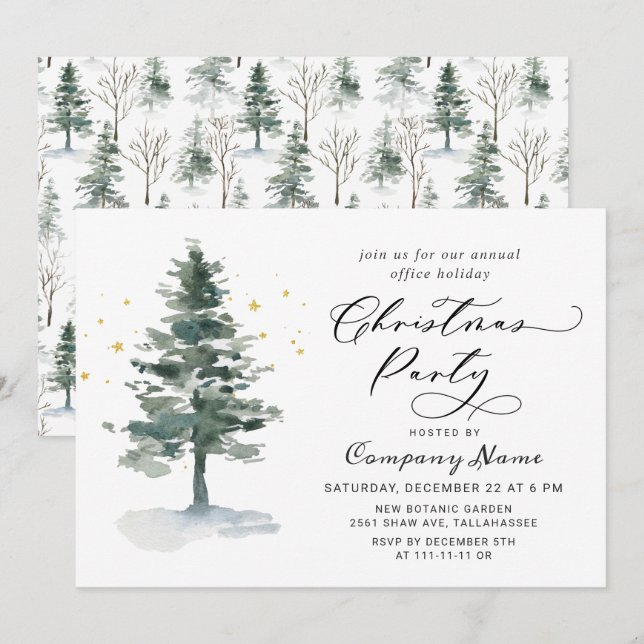 Invitación Fiesta de vacaciones de Navidades de la Moda del á (Anverso / Reverso)