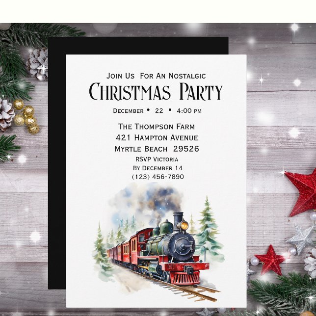 Invitación Fiesta de vacaciones de Navidades de trenes de épo (Subido por el creador)