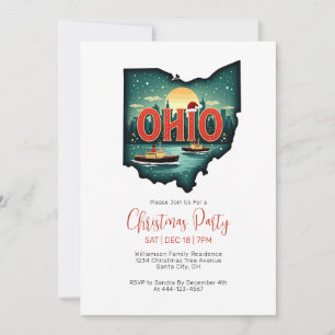 Invitación Fiesta de vacaciones de Navidades del mapa estatal