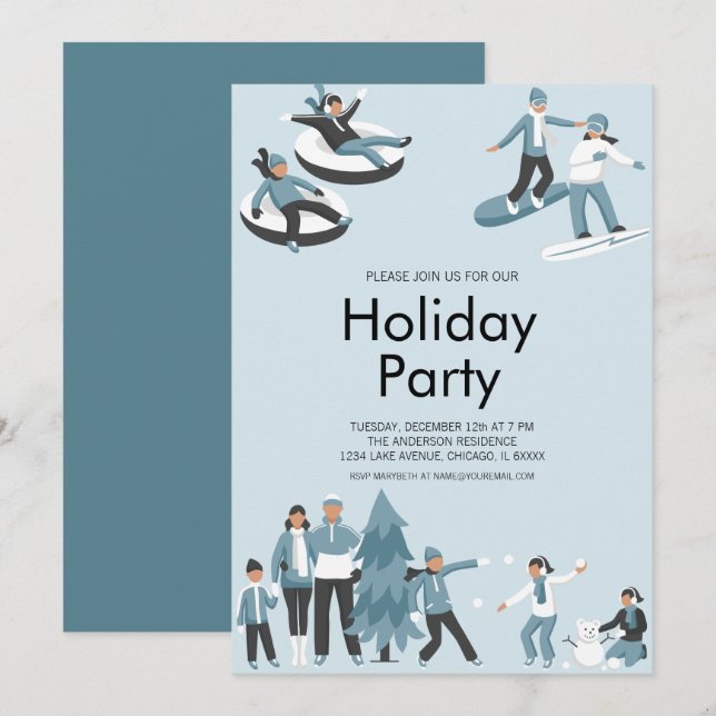 Invitación Fiesta de vacaciones de Navidades divertidos de la (Anverso / Reverso)