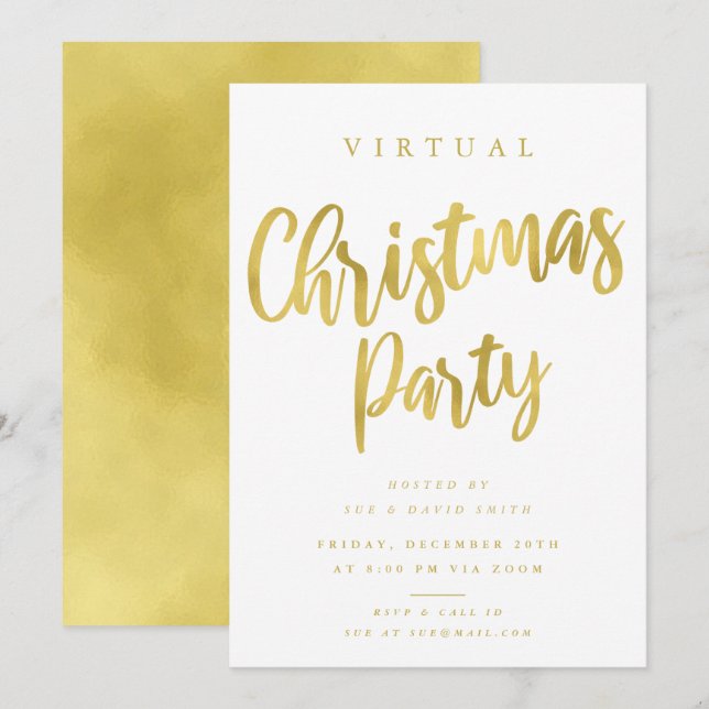 Invitación Fiesta de vacaciones de Navidades mínimos de oro V (Anverso / Reverso)