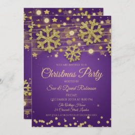 Invitación Fiesta de vacaciones de Navidades morados Purpurin