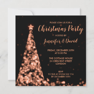 Invitación Fiesta de vacaciones de Navidades negros y oro Ros
