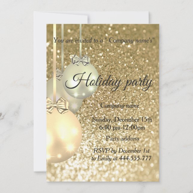 Invitación fiesta de vacaciones de Navidades Purpurinas (Anverso)