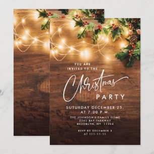 Invitación Fiesta de vacaciones de Navidades Rústicos Mistlet