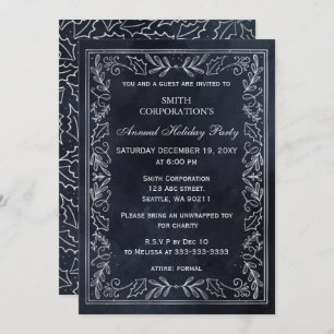Invitación Fiesta de vacaciones de Navy Silver Elegante