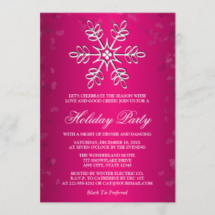 INVITACIÓN FIESTA DE VACACIONES DE NOWFLAKE EN PINK CALIENTE