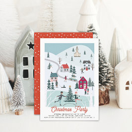 Invitación Fiesta de vacaciones de pueblo/pueblo para Navidad