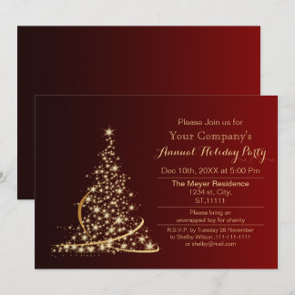 Invitación Fiesta de vacaciones de Red Gold Festive Corporate