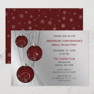 Invitación Fiesta de vacaciones de Red Silver Festix Corporat