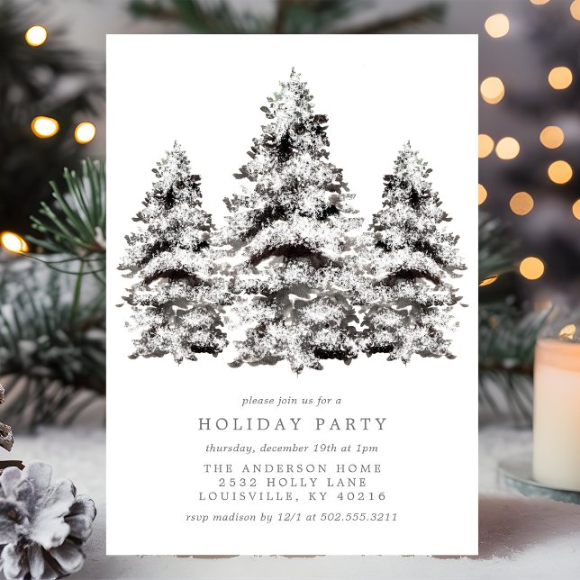 Invitación Fiesta de vacaciones de Snowley Winter Pines (Subido por el creador)