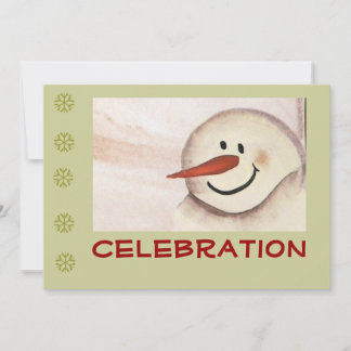 Invitación Fiesta de vacaciones de Snowman, arte popular prim