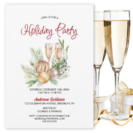 Invitación Fiesta de vacaciones de vidrio de champagne