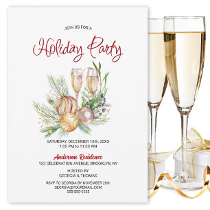 Invitación Fiesta de vacaciones de vidrio de champagne