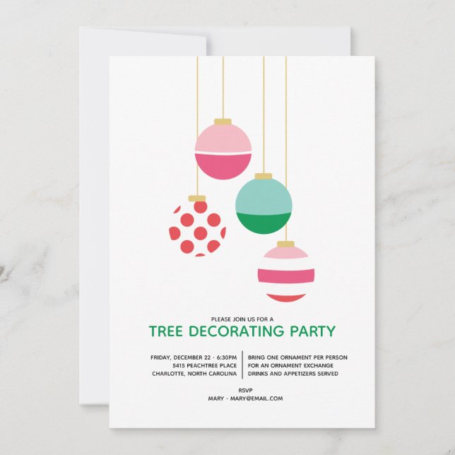 Invitación Fiesta de vacaciones decorativa de árbol de adormi (Anverso)