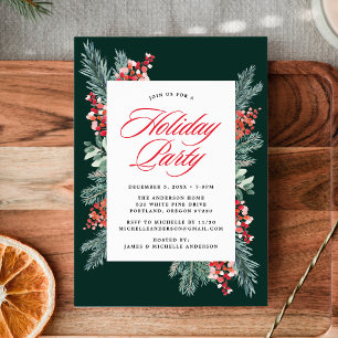 Invitación Fiesta de Vacaciones Elegante de Acebo y Siempreve