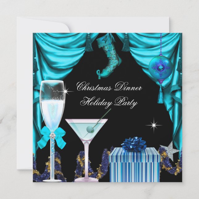 Invitación Fiesta de vacaciones elegante de Navidad Bebidas a (Anverso)