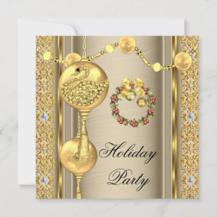 Invitación Fiesta de vacaciones elegante de oro beige de Navi