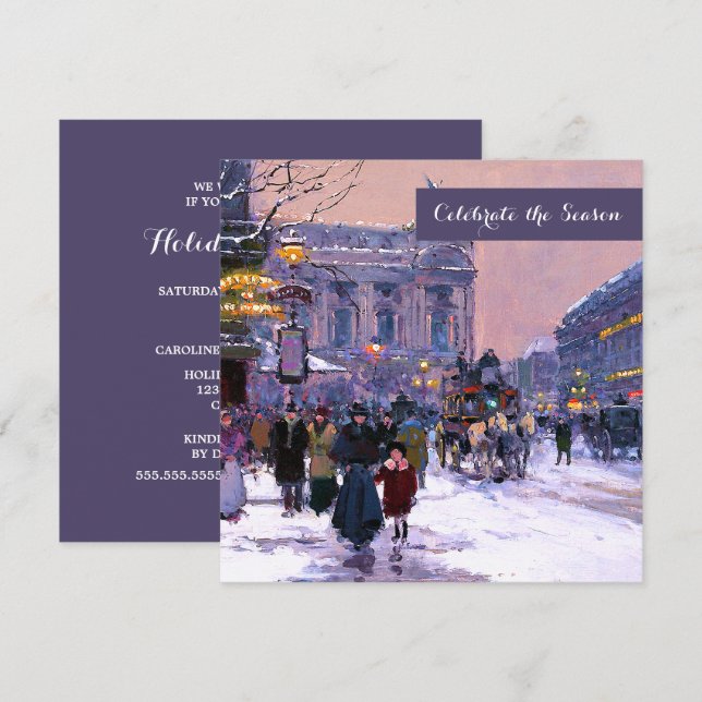 Invitación Fiesta de vacaciones en invierno de la escena pari (Anverso / Reverso)