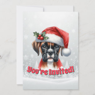 Invitación Fiesta de vacaciones Jingle Paws y Boxer Dog Joy
