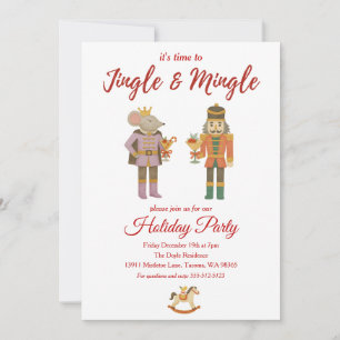 Invitación Fiesta de vacaciones Jingle y Mingle Cascanueces 