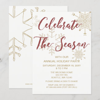 Invitación Fiesta de vacaciones Red and Gold Modern