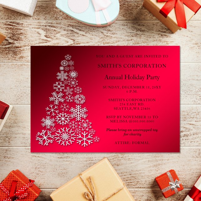 Invitación Fiesta de vacaciones Red Christmas Tree Corporate (Subido por el creador)
