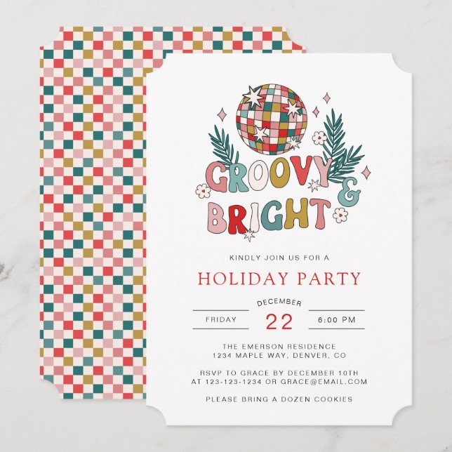 Invitación Fiesta de vacaciones retro (Anverso / Reverso)