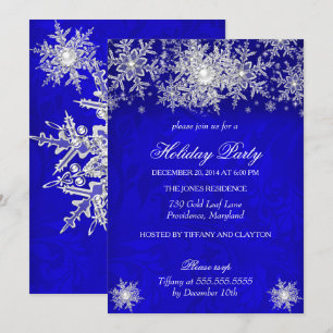 Invitación Fiesta de vacaciones Royal Blue Winter Wonderland