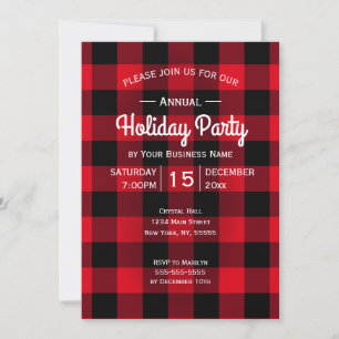 Invitación Fiesta de vacaciones rusas Red Buffalo Plaid Corpo