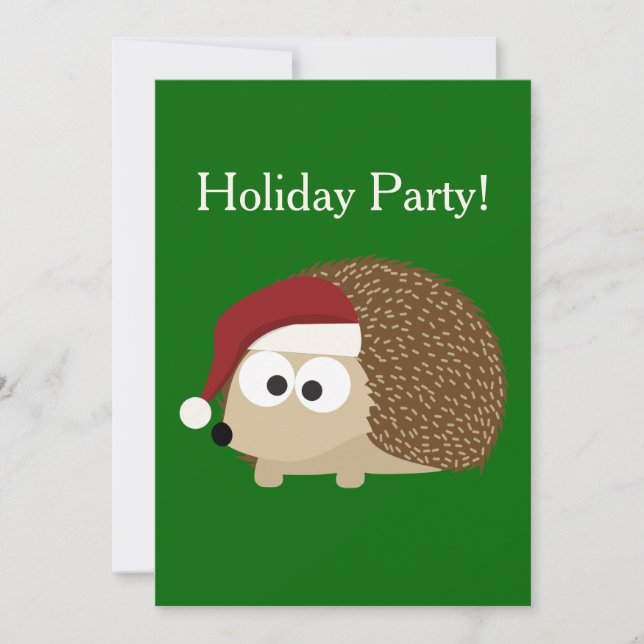 Invitación ¡Fiesta de vacaciones! Santa Hedgehog (Anverso)