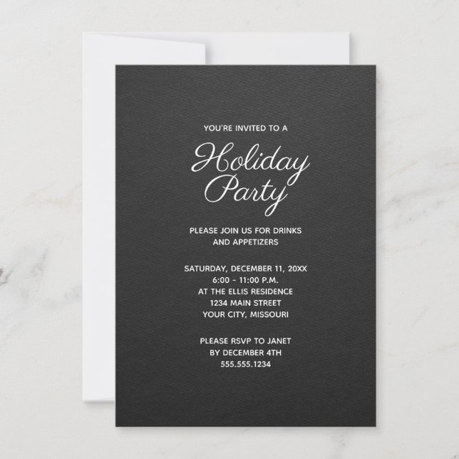 Invitación Fiesta de vacaciones simple para Navidades blancos (Anverso)