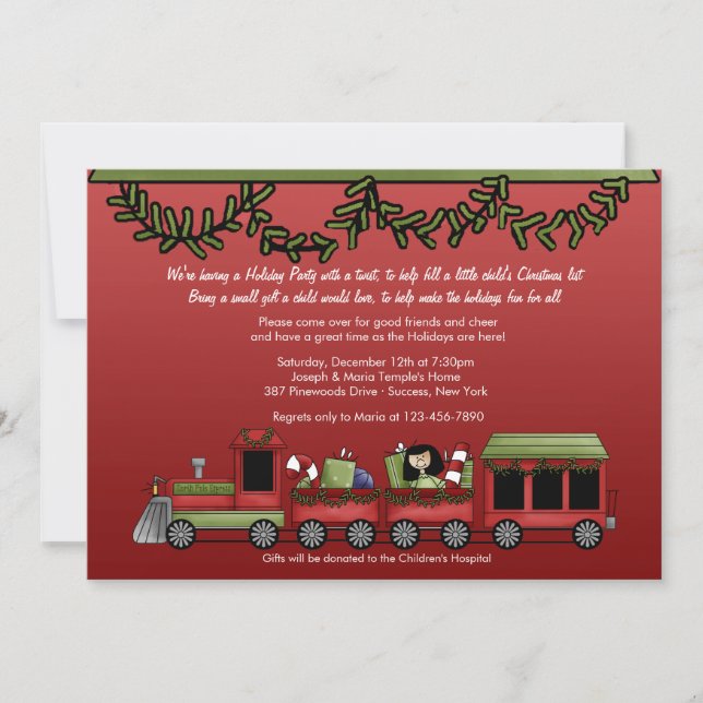 Invitación Fiesta de vacaciones Toy Express (Anverso)