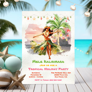 Invitación Fiesta de vacaciones tropicales de Mele Kalikimaka