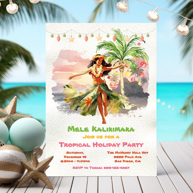 Invitación Fiesta de vacaciones tropicales de Mele Kalikimaka (Subido por el creador)