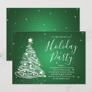 Invitación Fiesta de vacaciones verdes del árbol de Navidad m