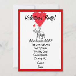 Invitación Fiesta de valentinas de elefantes divertidos