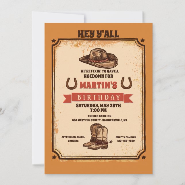 Invitación Fiesta de Vaqueros (Anverso)